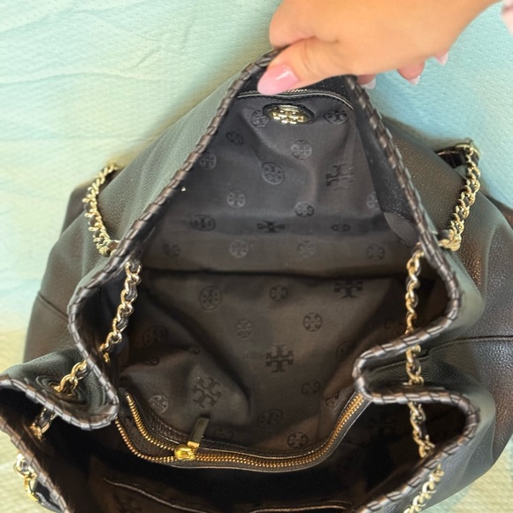 Tory Burch Black Leather Tote Bag 2 Way! - Picture 7 of 9